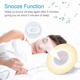Wake Up Light Alarm Clock Sunrise/Sunset Simulation Digital Clock with FM Radio 7 Colors Light Nature Sounds Snooze Function Touch Control