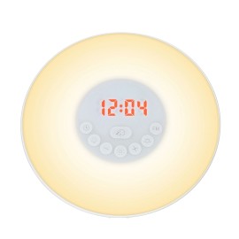 Wake Up Light Alarm Clock Sunrise/Sunset Simulation Digital Clock with FM Radio 7 Colors Light Nature Sounds Snooze Function Touch Control