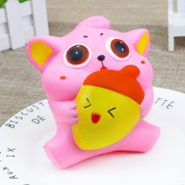 Exquisite Fun Soft Cat Cartoon Squishy Slow Rising Squeeze Toy Phone Straps Ballchains Simulation Kawaii Squishies Cream Scented Fidget Toys for Kids and Adults Cat with Fish