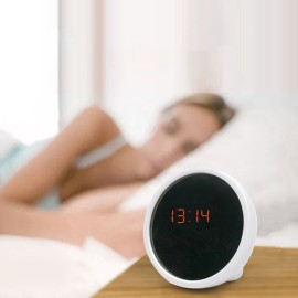 Digital Alarm Clock Makeup Mirror Mini Portable Multi-Function LED Display Clock Night Light