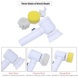 Electric Cleaning Brush 5-in-1 Magic Battery Powered Scrubber for Kitchen Bathroom Tub Shower Tile Carpet Bidet Sofa