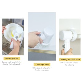 Electric Cleaning Brush 5-in-1 Magic Battery Powered Scrubber for Kitchen Bathroom Tub Shower Tile Carpet Bidet Sofa