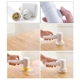 Electric Cleaning Brush 5-in-1 Magic Battery Powered Scrubber for Kitchen Bathroom Tub Shower Tile Carpet Bidet Sofa
