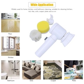 Electric Cleaning Brush 5-in-1 Magic Battery Powered Scrubber for Kitchen Bathroom Tub Shower Tile Carpet Bidet Sofa