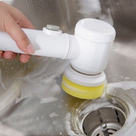 Electric Cleaning Brush 5-in-1 Magic Battery Powered Scrubber for Kitchen Bathroom Tub Shower Tile Carpet Bidet Sofa