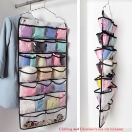 Dual-Sided Hanging Closet Organizer 42 Pockets Jewelry Organizer Storage Bag with Hanger