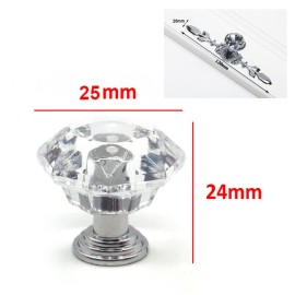 Cabinet Pulls Knob Crystal Glass Ball Handles Diamond Shape Wardrobe Handles Cabinet Hardware 25-40mm