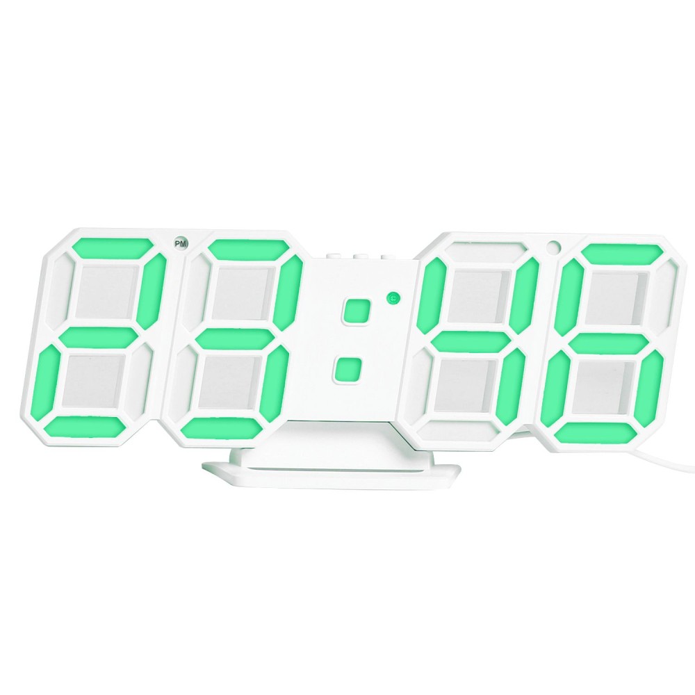 3D LED Digital Clock Electronic Table Clock Alarm Clock Wall Glowing Hanging Clocks Green