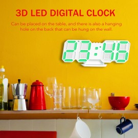 3D LED Digital Clock Electronic Table Clock Alarm Clock Wall Glowing Hanging Clocks Green