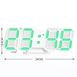 3D LED Digital Clock Electronic Table Clock Alarm Clock Wall Glowing Hanging Clocks Green
