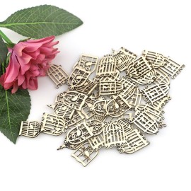 50Pcs Wood Bird Cage Wall Hanging Ornament DIY Art Crafts Photo Album Collage Wood Pieces