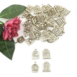 50Pcs Wood Bird Cage Wall Hanging Ornament DIY Art Crafts Photo Album Collage Wood Pieces