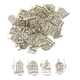 50Pcs Wood Bird Cage Wall Hanging Ornament DIY Art Crafts Photo Album Collage Wood Pieces