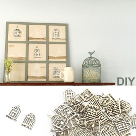 50Pcs Wood Bird Cage Wall Hanging Ornament DIY Art Crafts Photo Album Collage Wood Pieces