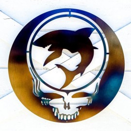 Metal Skull Home Outdoor Pendant Garden Lawn Fence Pendant Skeleton Wall Decoration