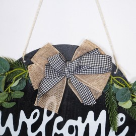Welcome Sign Welcome Front Door Round Wood Sign Hanging Welcome Sign Hanging Decoration Welcome Sign Ornament Gift for Holiday Halloween Party Christmas Festivals Decoration