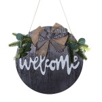 Welcome Sign Welcome Front Door Round Wood Sign Hanging Welcome Sign Hanging Decoration Welcome Sign Ornament Gift for Holiday Halloween Party Christmas Festivals Decoration