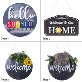 Welcome Sign Welcome Front Door Round Wood Sign Hanging Welcome Sign Hanging Decoration Welcome Sign Ornament Gift for Holiday Halloween Party Christmas Festivals Decoration
