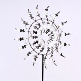 Rotatable Windmill Outdoor Metal Stake Windmill Art Ornament Decor for Lawn Yard Patio