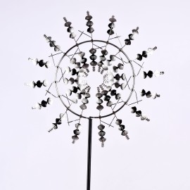 Rotatable Windmill Outdoor Metal Stake Windmill Art Ornament Decor for Lawn Yard Patio