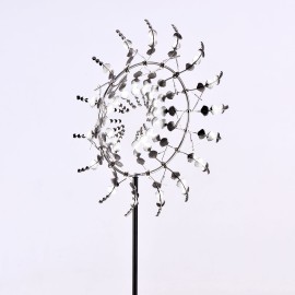 Rotatable Windmill Outdoor Metal Stake Windmill Art Ornament Decor for Lawn Yard Patio