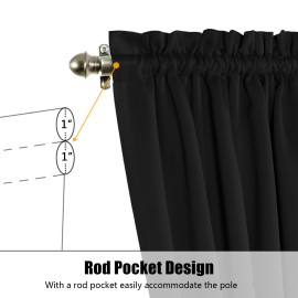 2 Panel French Door Curtains With Rod Pocket Tieback Indoor Sun Blocking Privacy Grommet Curtains Thermal Blackout Curtain for Window Kitchen Patio Doors 25 x 72 Inch