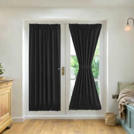 2 Panel French Door Curtains With Rod Pocket Tieback Indoor Sun Blocking Privacy Grommet Curtains Thermal Blackout Curtain for Window Kitchen Patio Doors 25 x 72 Inch