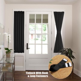 2 Panel French Door Curtains With Rod Pocket Tieback Indoor Sun Blocking Privacy Grommet Curtains Thermal Blackout Curtain for Window Kitchen Patio Doors 25 x 72 Inch