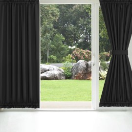 2 Panel French Door Curtains With Rod Pocket Tieback Indoor Sun Blocking Privacy Grommet Curtains Thermal Blackout Curtain for Window Kitchen Patio Doors 25 x 72 Inch