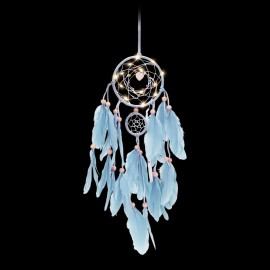 Feather Dream-Catcher with LED Light Portable Handmade Wall Hanging Decoration Photography Prop Room Home Deco