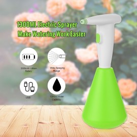 1300ML Electric Sprayer Watering Spraying Sprinkling Can Spray Bottle with Rechargeable 2000mAh Battery for Home Cleaning Gardening Watering