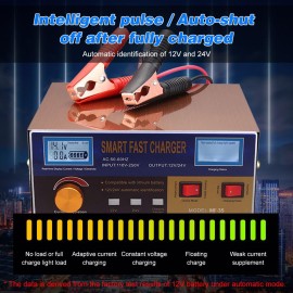Intelligent Automatic Battery Charger 12V/24V Battery Charger Reconditioner Pulse Repair with Digital Display for Car Cell Motorcycle Battery Lithium Battery