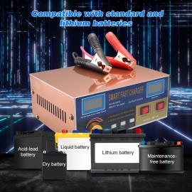 Intelligent Automatic Battery Charger 12V/24V Battery Charger Reconditioner Pulse Repair with Digital Display for Car Cell Motorcycle Battery Lithium Battery