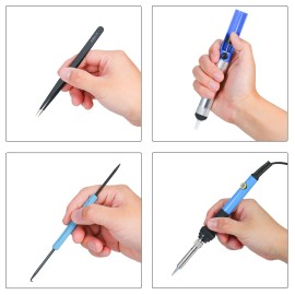 Electric Soldering Iron Kit 60W Adjustable Temperature Welding Tool with 5 Piece Solder Iron Tips Portable PU Carry Bag US Plug