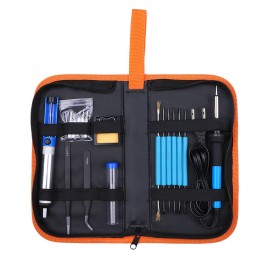 Electric Soldering Iron Kit 60W Adjustable Temperature Welding Tool with 5 Piece Solder Iron Tips Portable PU Carry Bag US Plug