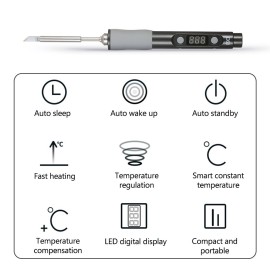 SEQURE Mini Electric Soldering Iron with LED Digital Display Intelligent Soldering Iron Kit with 19V Power Supply Adapter