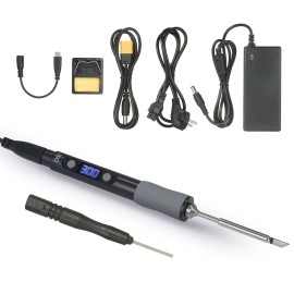 SEQURE Mini Electric Soldering Iron with LED Digital Display Intelligent Soldering Iron Kit with 19V Power Supply Adapter