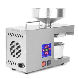 LTP333 610W Intelligent Stainless Steel Household Kitchen Commercial Oil Press Machine with Digital Display 0~300℃ Temperature Control 38mm Large Feed Port Suitable for Soybean Peanut Rapeseed Olive Flax
