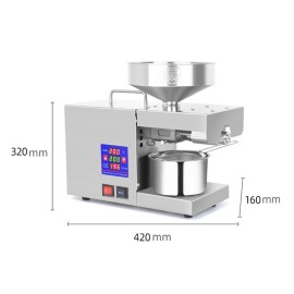 LTP333 610W Intelligent Stainless Steel Household Kitchen Commercial Oil Press Machine with Digital Display 0~300℃ Temperature Control 38mm Large Feed Port Suitable for Soybean Peanut Rapeseed Olive Flax