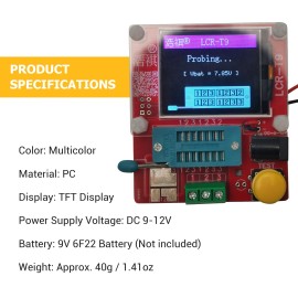 Multifunction Transistor Tester with TFT Digital Display Mini Transistor Tester Inductance Capacitance ESR Meter Diode PNP/ NPN Transistors Auto Testing