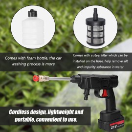 Household Cordless High Pressure Car Wash Tool Portable Vehicle Cleaning Machine Automobile Washer with Foam Bottle