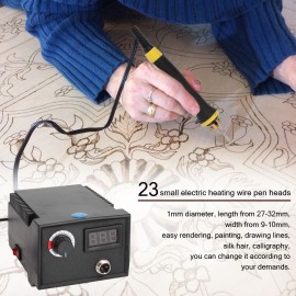 Multifunctional Digital Electric Gourd Wooden Pyrography Machine Pointer Instrument with 23pcs Heating Pen Heads