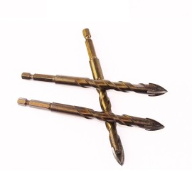 5Pcs Drill Bit Set Cemented Carbide Hex Shank for Glass Soft Ceramic Tile Mirror Plastic Brick Wood