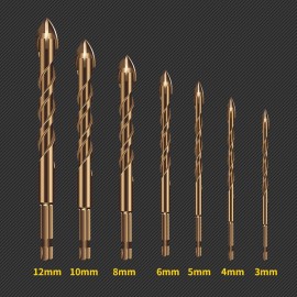 5Pcs Drill Bit Set Cemented Carbide Hex Shank for Glass Soft Ceramic Tile Mirror Plastic Brick Wood