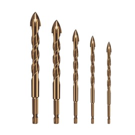 5Pcs Drill Bit Set Cemented Carbide Hex Shank for Glass Soft Ceramic Tile Mirror Plastic Brick Wood