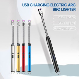 Intelligent Pulse Igniter USB Charging BBQ Lighter Electric Arc BBQ Igniter Pulsed Arc Ignition Fire Starter Windproof Flameless USB Rechargeable Lighter 360 Degree Bendable Soft Tube