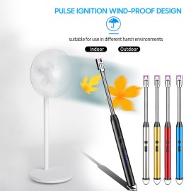 Intelligent Pulse Igniter USB Charging BBQ Lighter Electric Arc BBQ Igniter Pulsed Arc Ignition Fire Starter Windproof Flameless USB Rechargeable Lighter 360 Degree Bendable Soft Tube