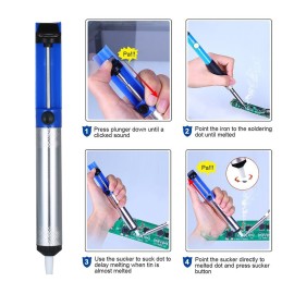 Electric Soldering Iron Kit 60W Adjustable Temperature Welding Tool with 5 Piece Solder Iron Tips Portable PU Carry Bag US Plug