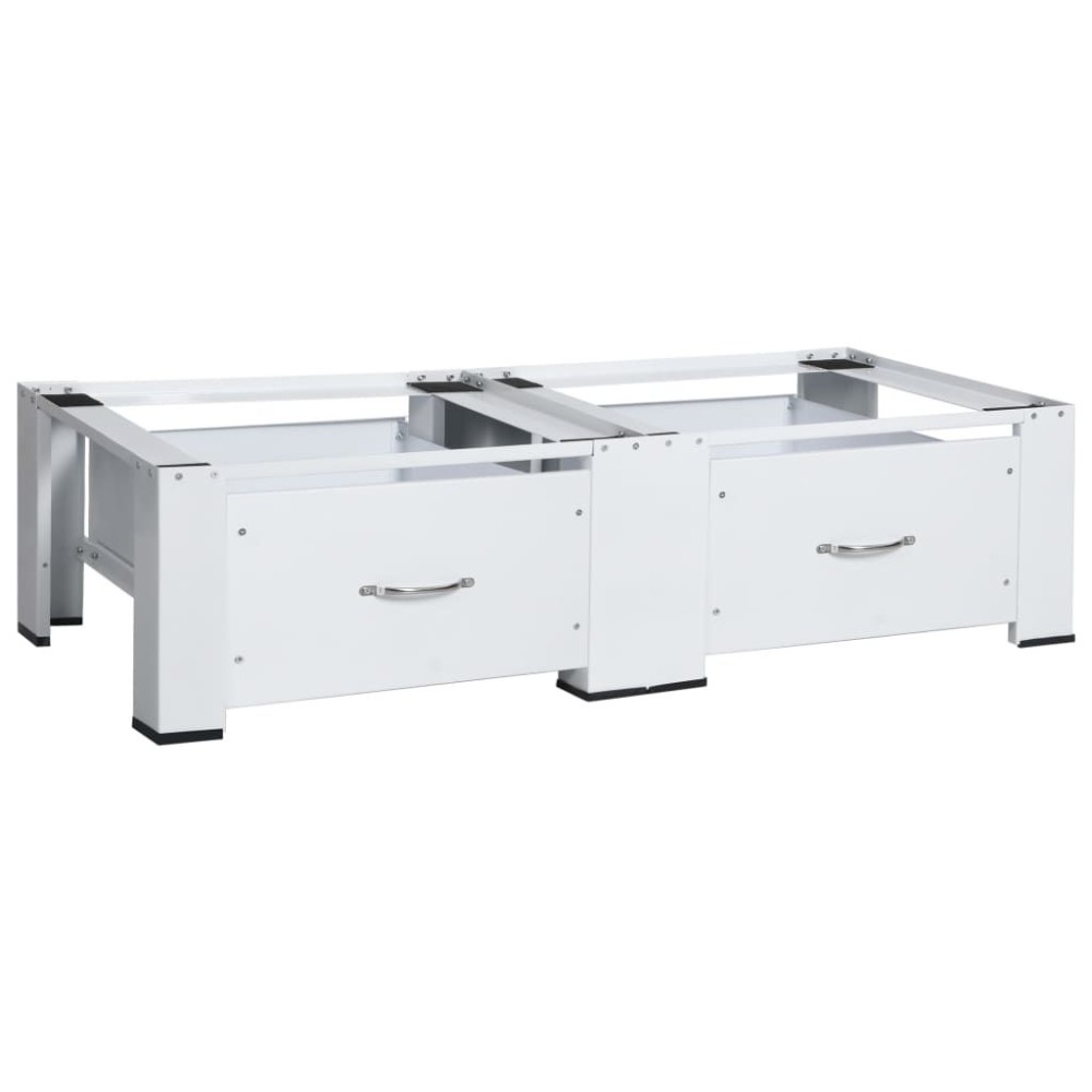 Double Washing and Drying Machine Pedestal with Drawers White