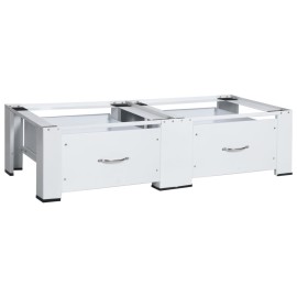 Double Washing and Drying Machine Pedestal with Drawers White
